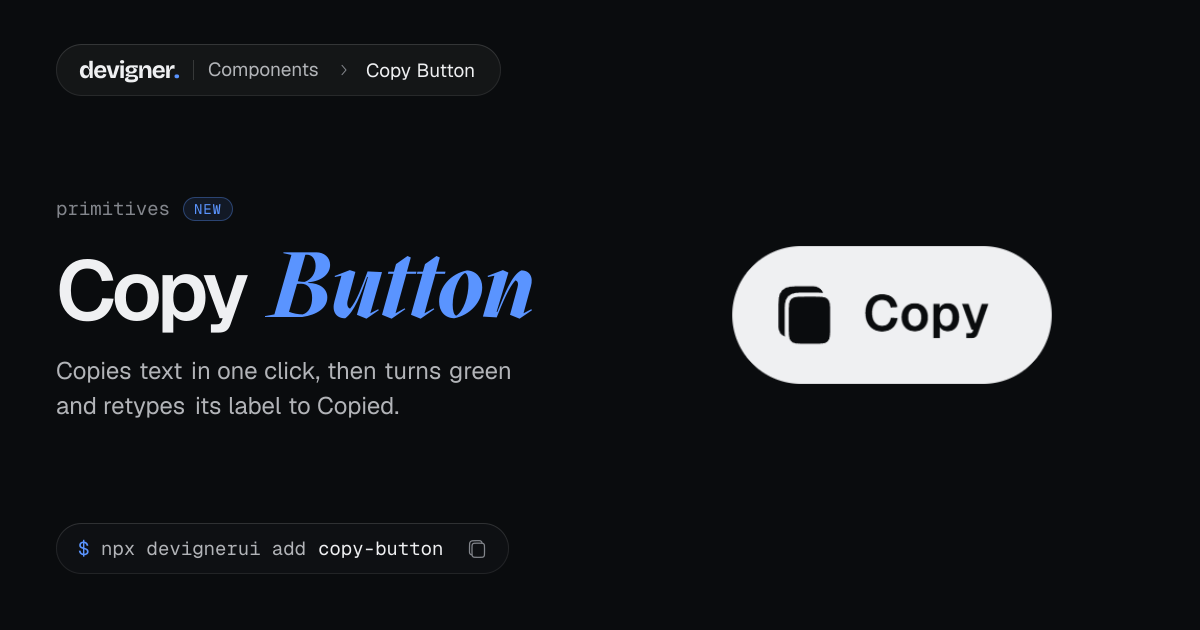 Copy Button: Animated React Component · Devigner UI